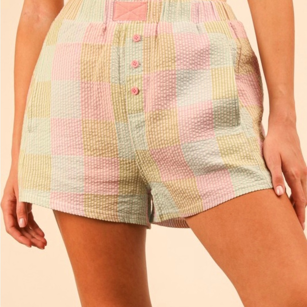 Pastel Plaid Women boxer Shorts - Picture 1 of 12